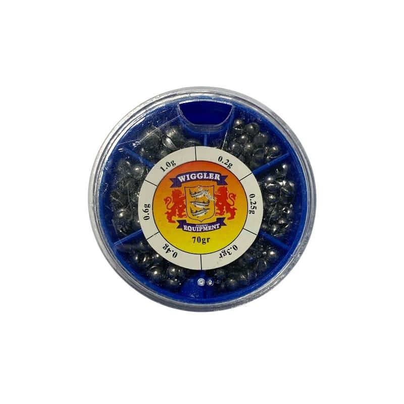 Wiggler Sortimentask Små Hagel Blå Burk 70g från Wiggler