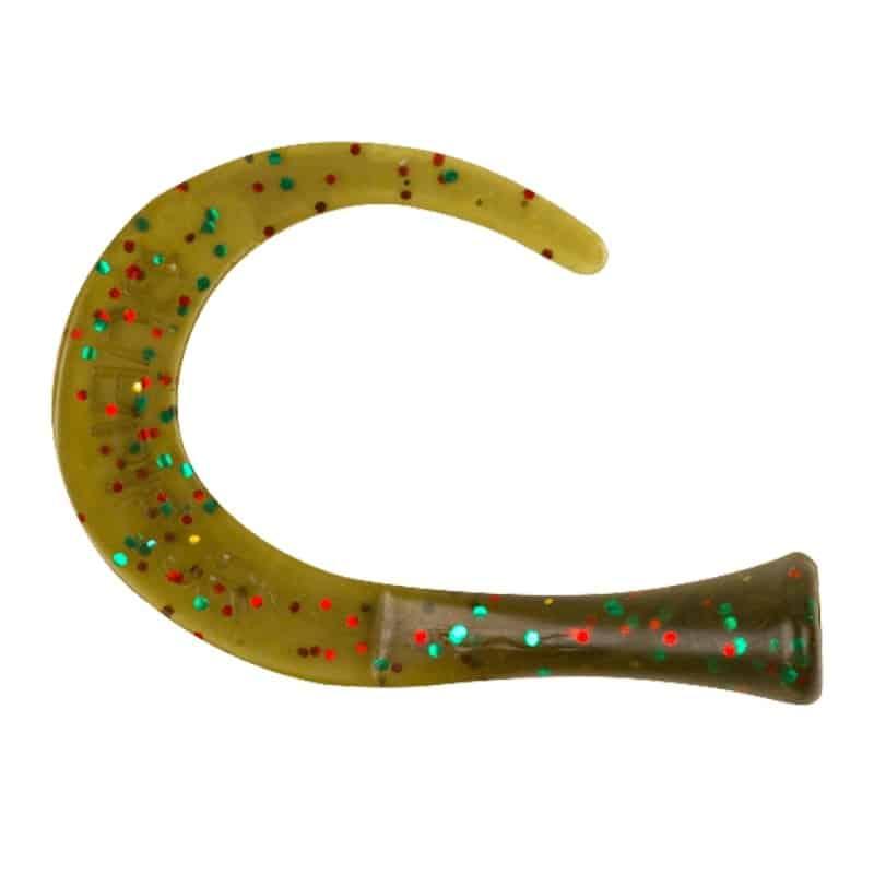 Strike Pro Guppie Tail Jr - 3 Curly / 1 Paddle - Mossgreen Glitter