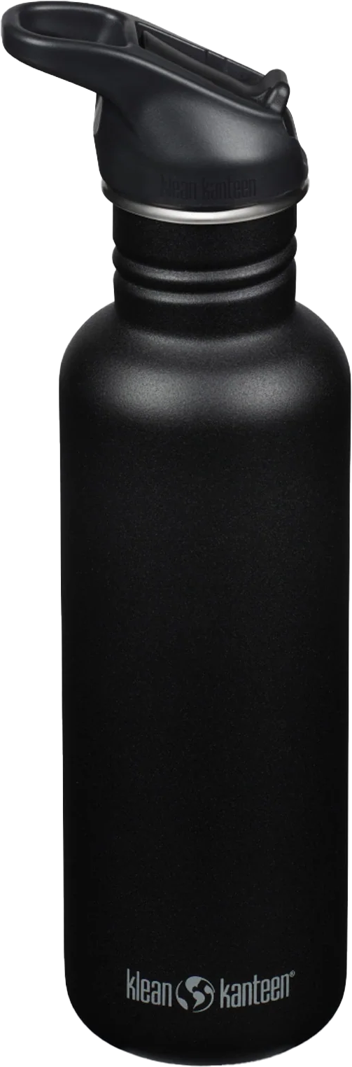 Klean Kanteen Classic 800 ml (W/ Flip Seal Sport Cap and Straw) Black