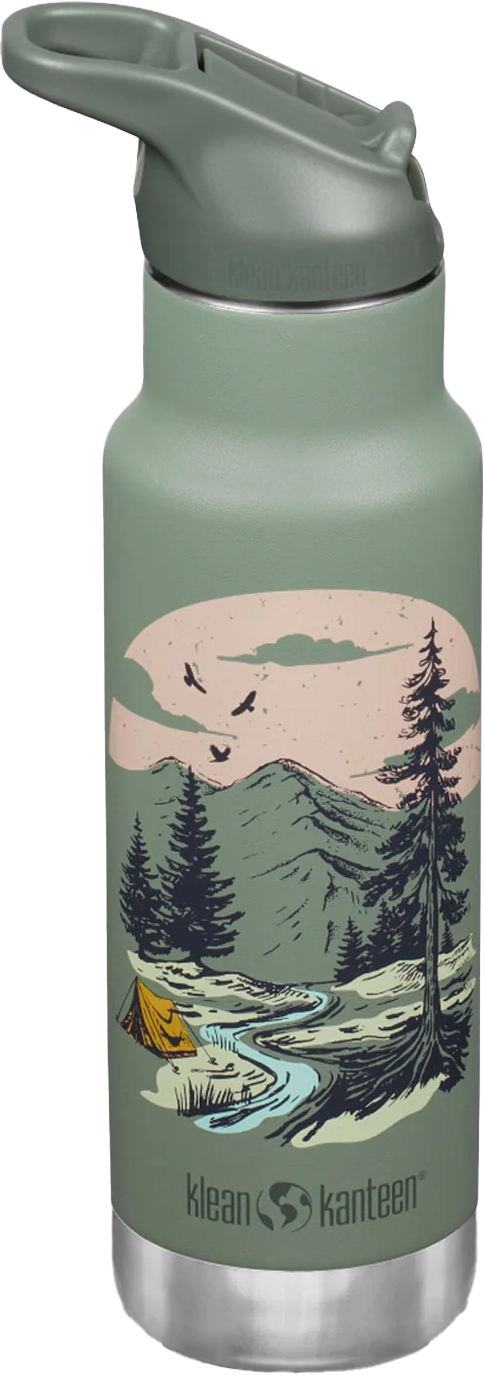 Klean Kanteen Kids' Classic Insulated Water Bottle with Flip Seal Sport Cap and Straw Mountain Scape