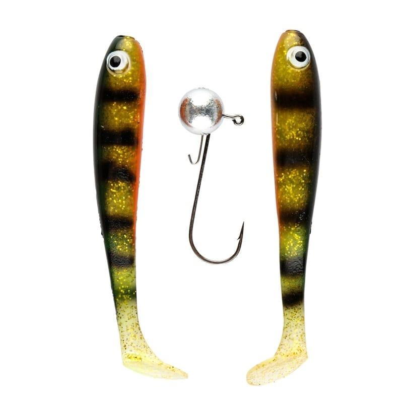 IFISH The Demon Shad 10cm - 2-pack inkl. Jiggskalle - Fluo Perch från IFISH
