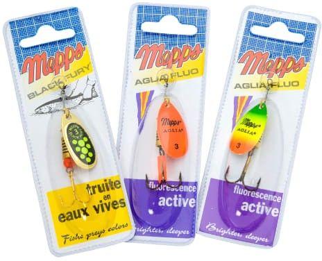 Mepps Aglia stl 3, Fluo-Black Fury Mix 3-pack i påse